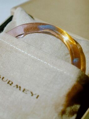 Amber Tortoiseshell Resin Bangle Bracelet